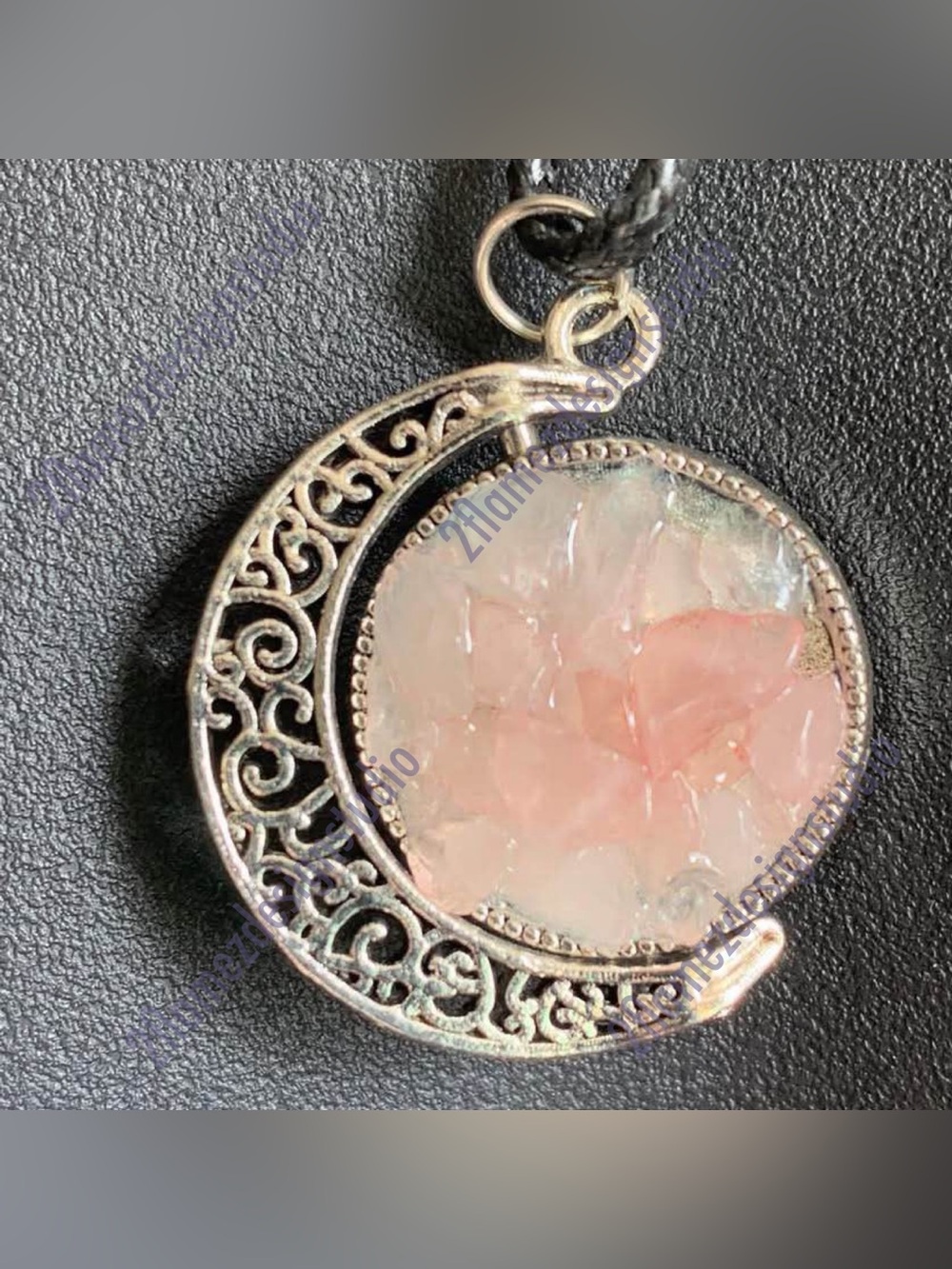 Double Side Spinning Crescent Moon w/ Crystals - 3 gemstones